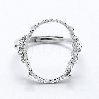 Anti-Tarnish Rhodium Plated 925 Sterling Silver Finger Ring Components STER-G027-06P-1