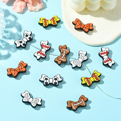 12Pcs 6 Colors Bowknot Food Grade Eco-Friendly Silicone Beads SIL-CJ0002-37-1