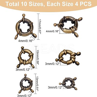 12Pcs 3 Styles Brass Spring Ring Clasps KK-FH0004-11-1