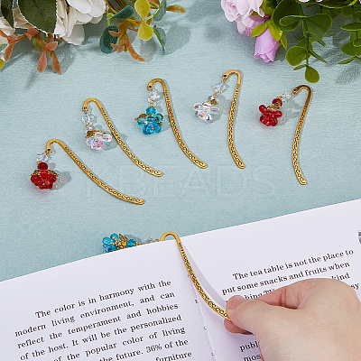 6Pcs 3 Colors Alloy Hook Bookmarks AJEW-HS00004-1