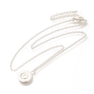 304 Stainless Steel Flat Round Coin Pendant Cable Chain Necklaces for Women STAS-Z108-02S-01-1