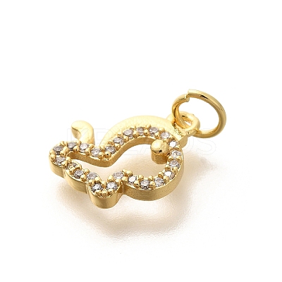 Rack Plating Brass Micro Pave Cubic Zirconia Pendants KK-H508-28G-08-1