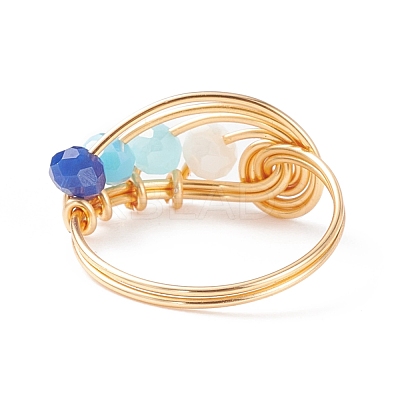 Glass Braided Vortex Finger Ring RJEW-TA00046-03-1