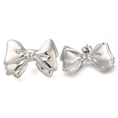 304 Stainless Steel Bowknot Stud Earrings EJEW-I312-09P-1