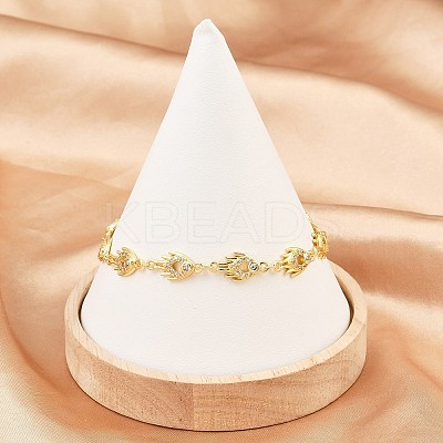 Fire Brass Micro Pave Clear Cubic Zirconia Link Chain Bracelets for Women BJEW-A090-05G-1