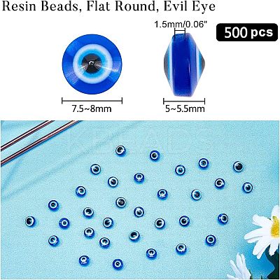 Round Evil Eye Resin Beads RESI-NB0001-26A-1