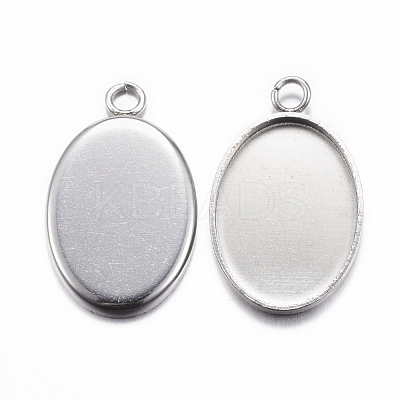 Non-Tarnish 304 Stainless Steel Pendant Cabochon Settings X-STAS-G075-21P-1