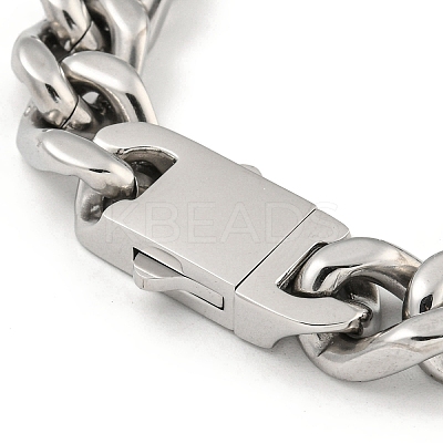 Non-Tarnish 201 Stainless Steel Cuban Link Chain Bracelets for Women and Men BJEW-F473-01P-01-1