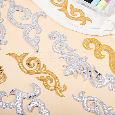 6 Styles Auspicous Cloud Ethnic Style PVC Sequin Embroidery Polyester Cloth Iron On Patches PATC-GA0001-33-1