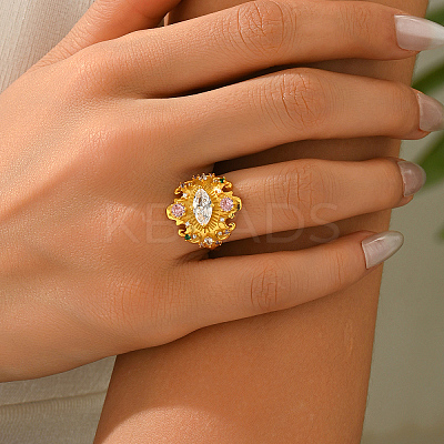 Brass Micro Pave Cubic Zirconia Finger Rings for Women QS5148-5-1