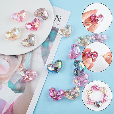 16Pcs 4 Colors Transparent Acrylic Beads MACR-FH0001-14-1