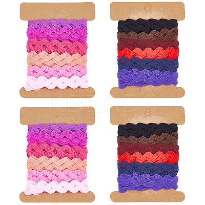 4 Cards 2 Styles Polyester Wavy Fringe Trim Ribbon DIY-GF0009-48E-1