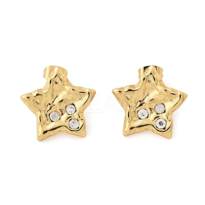 304 Stainless Steel Rhinestone Stud Earrings for Women EJEW-U052-02G-1
