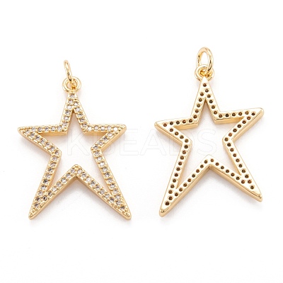 Brass Micro Pave Clear Cubic Zirconia Beads Pendants ZIRC-M114-26G-1