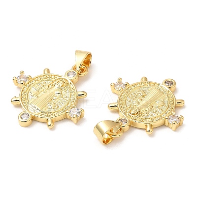 Rack Plating Brass Micro Pave Cubic Zirconia Pendants KK-A185-05G-1