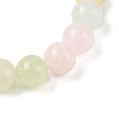 Natural Green Jade(Dyed) Round Beaded Stretch Bracelets G-U005-01B-02-1