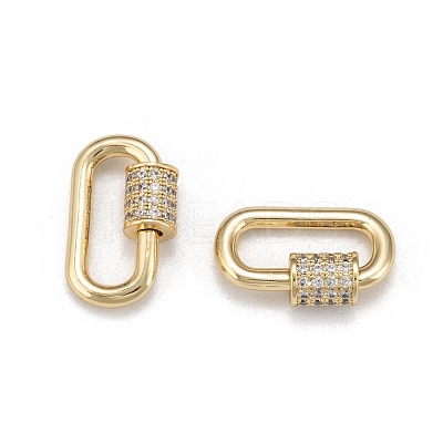 Brass Micro Pave Cubic Zirconia Screw Carabiner Lock Charms ZIRC-G160-22G-1