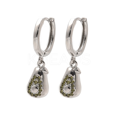 Brass Cubic Zirconia Hoop Earrings EJEW-Q015-02P-B-1