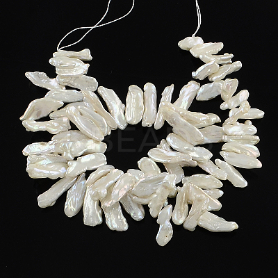Rectangle Natural Baroque Pearl Keshi Pearl Beads Strands PEAR-Q004-27-1