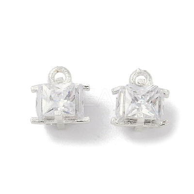 Rack Plating Brass Micro Pave Clear Cubic Zirconia Pendants KK-A224-09P-1