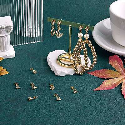 5 Pairs Rack Plating Brass Micro Pave Cubic Zirconia Stud Earring Findings KK-SZ0005-96-1