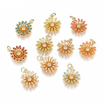 Brass Micro Pave Clear Cubic Zirconia Pendants ZIRC-B002-34G-1
