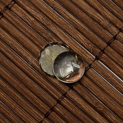 9.5~10mm Clear Domed Glass Cabochon Cover for Flat Round DIY Photo Brass Cabochon Making DIY-X0103-AB-NR-1