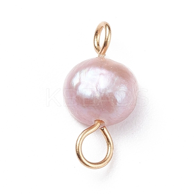 Natural Cultured Freshwater Pearl Connector Charms PALLOY-JF01394-01-1