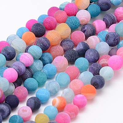 Natural Weathered Agate Beads Strands X-G-G589-6mm-09-1