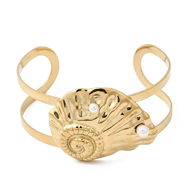Stylish 304 Stainless Steel Cuff Bangles BJEW-K302-01D-G-1