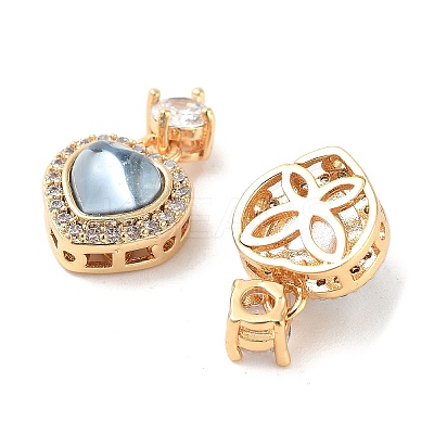 Brass Clear Cubic Zirconia Pendants KK-B102-05G-03-1