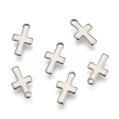 Non-Tarnish 304 Stainless Steel Tiny Cross Charms X-STAS-E104-34P-1