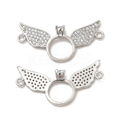 Brass Micro Pave Clear Cubic Zirconia Connector Charms KK-E068-VB068-1