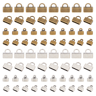 120Pcs 4 Styles Tibetan Style Zinc Alloy Cord End FIND-AR0003-47-1