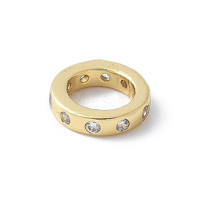 Brass Micro Pave Cubic Zirconia European Beads KK-K399-14G-1