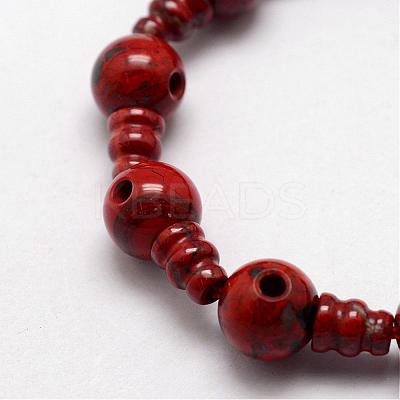 Natural Brecciated Jasper 3-Hole Guru Bead Strands G-K149-27-1