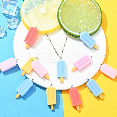 40Pcs 5 Colors Opaque Resin Pendants RESI-CJ0002-99-1