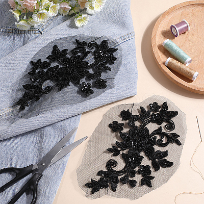 Polyester Embroidery Sew on Appliques PATC-WH0012-34-1