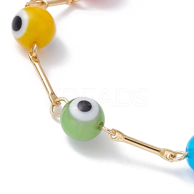 Lampwork Evil Eye Link Chain Bracelets BJEW-JB10043-1