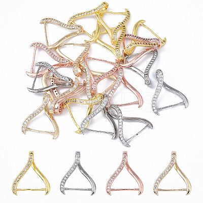 4Pcs 4 Colors Rack Plating Brass Micro Pave Cubic Zirconia Ice Pick Pinch Bails KK-YW0003-43-1