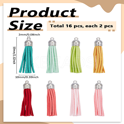 16Pcs 8 Colors Faux Suede Tassel Pendant Decorations FIND-LP0007-25B-1