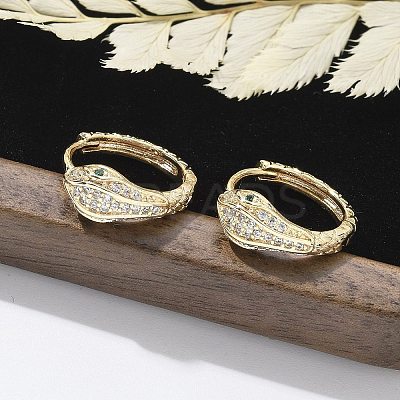 Brass Clear Cubic Zirconia Hoop Earrings EJEW-Q014-20G-1
