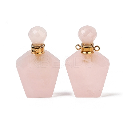 Natural Rose Quartz Openable Perfume Bottle Pendants G-I381-02G-04-1