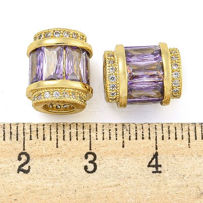 Rack Plating Brass Micro Pave Cubic Zirconia European Beads KK-F089-31G-1