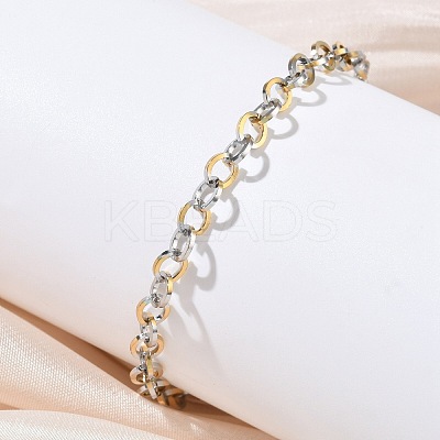 304 Stainless Steel Rolo Chain Bracelets for Women BJEW-Z152-01GP-1