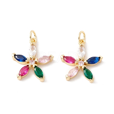 Rack Plating Brass Micro Pave Colorful Cubic Zirconia Pendants ZIRC-I057-06G-1