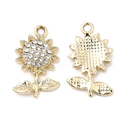 UV Plating Alloy Rhinestone Pendants PALLOY-A004-05G-1