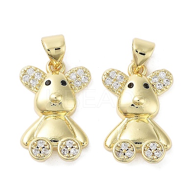 Rack Plating Bear Brass Micro Pave Cubic Zirconia Pendants KK-E102-06G-02-1
