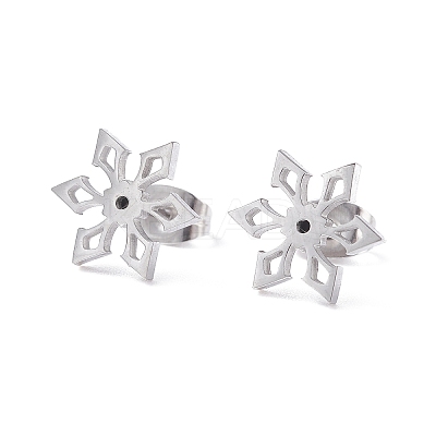 Non-Tarnish Snowflake 304 Stainless Steel Stud Earrings for Women LS-EJEW-Z017-04P-1
