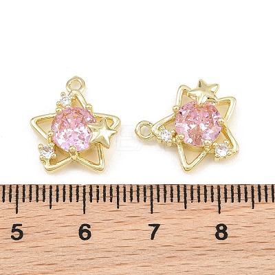 Brass Pave Pearl Pink Cubic Zirconia Pendants CU-CBA8124-01A-G-1
